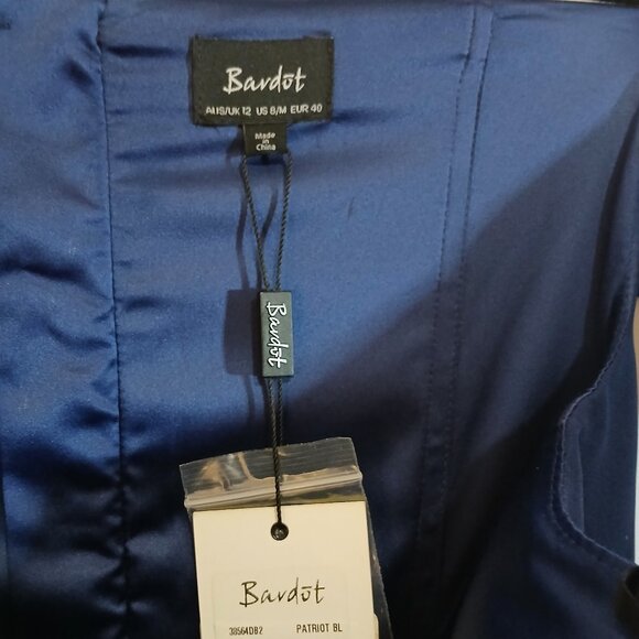 Bardot Off Shoulder Bodycon Midi Dress Women’s Size 12 M Blue Cocktail - Picture 7 of 7